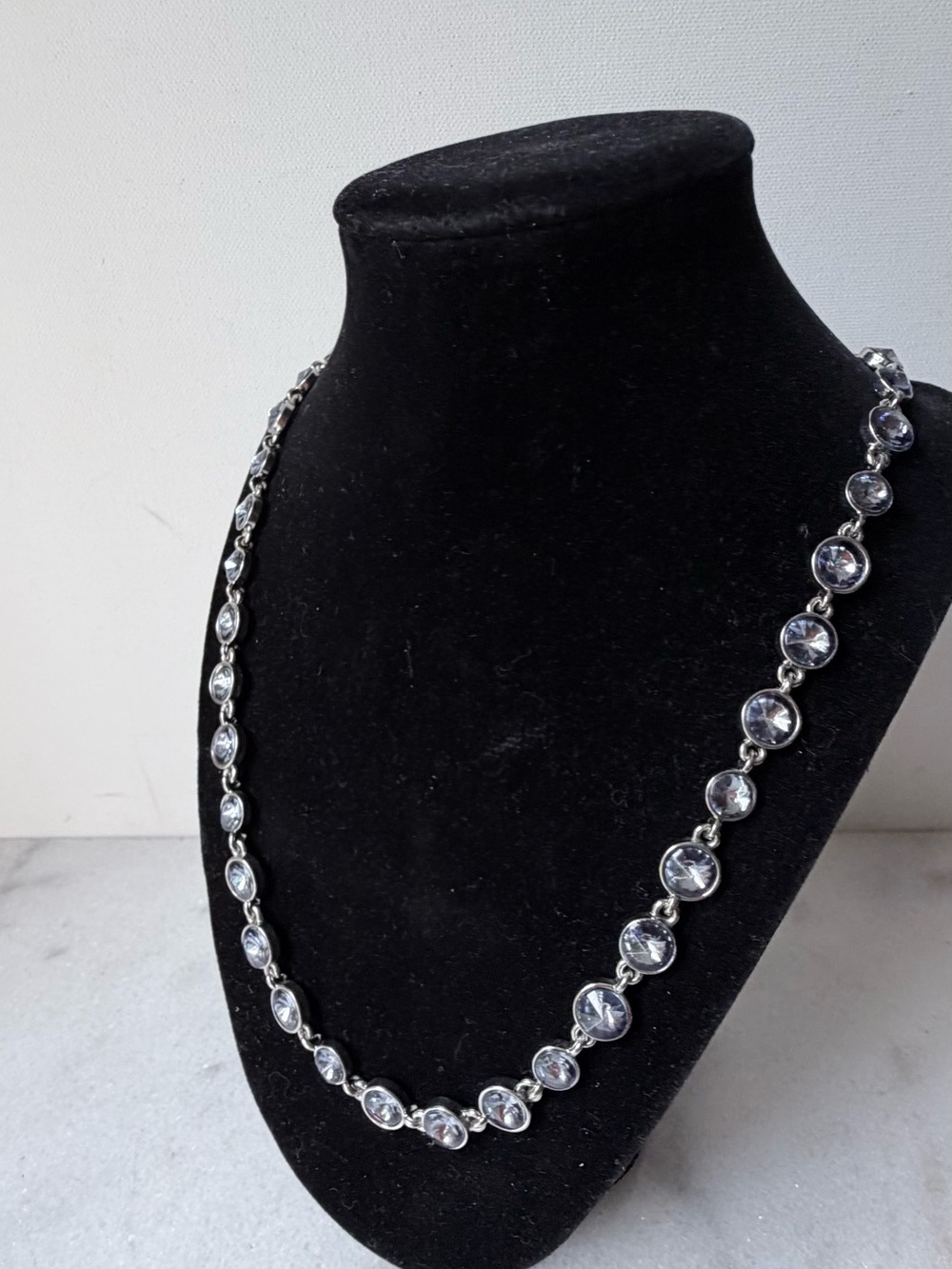 Chico’s Silver-Tone Crystal Link Necklace - light purple Stones